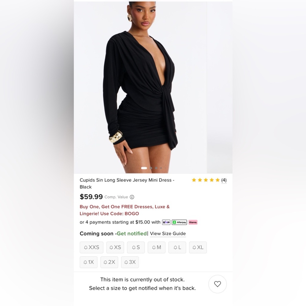 Black Long Sleeve Mini Dress